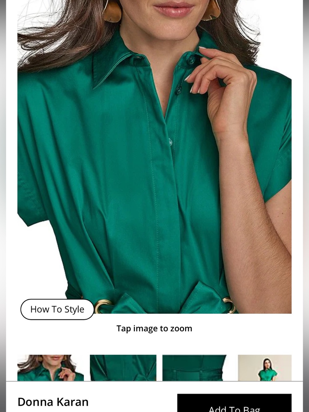 Donna Karan Shirtwaist Midi Dress with Tie Waist - Picture 5 of 10
